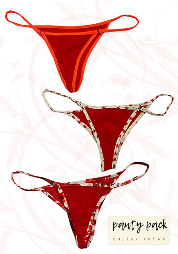 Red Cheeky Thong Panty Pack Exclusive Intimate