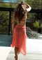 Midi Wrap Sarong Skirt Coverup in Flamingo Peach