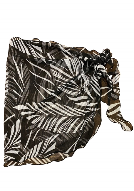 Black & White Leaf Sarong Cover Up - TeenyB Bikini Couture