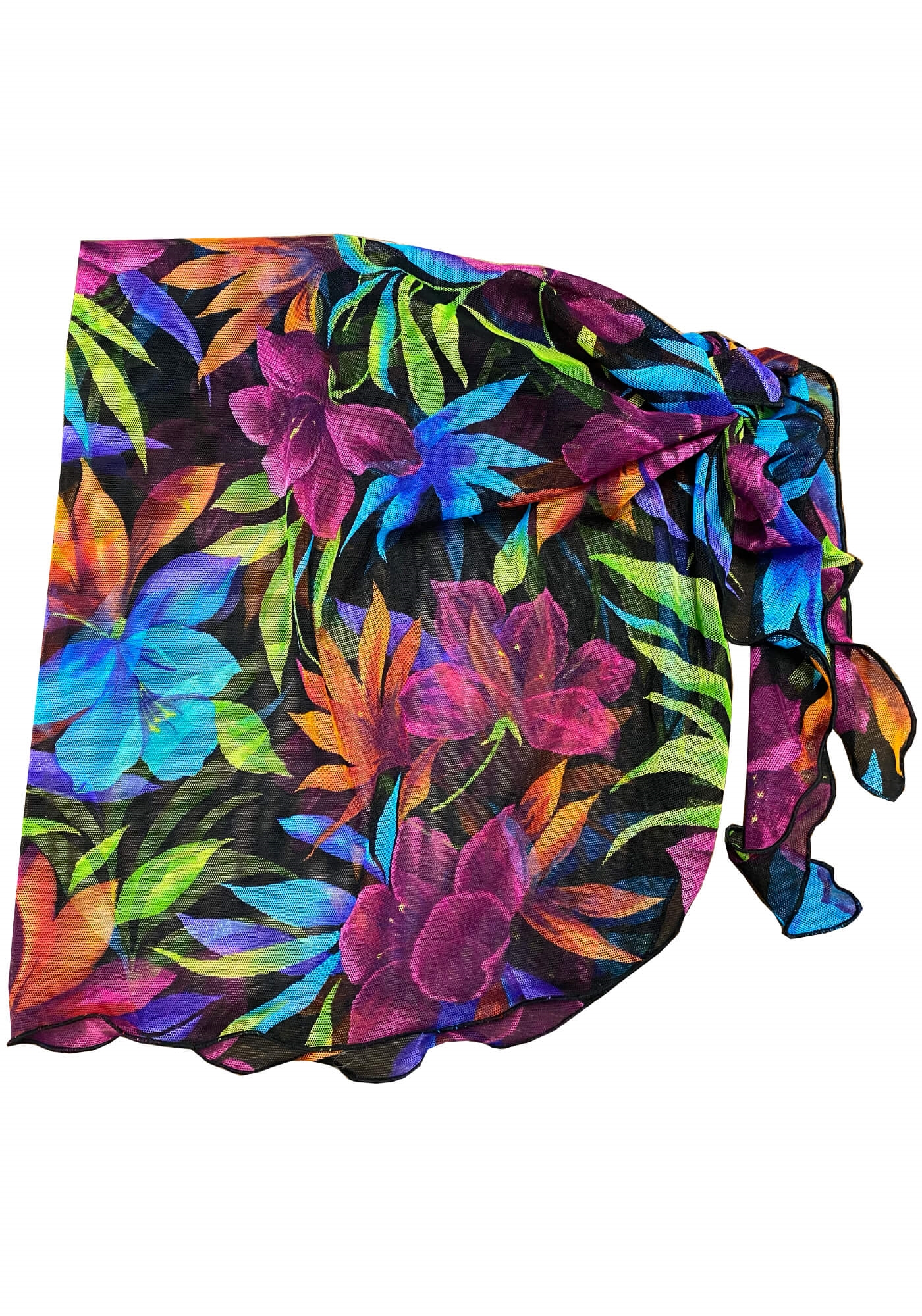 Neon Tropical Leaf Sarong Cover Up - TeenyB Bikini Couture